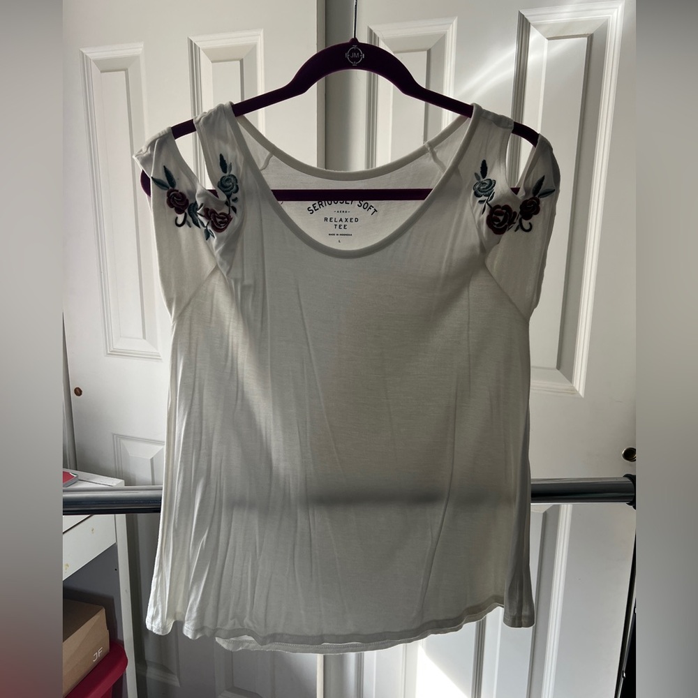 White Floral Embroidered Women's Top